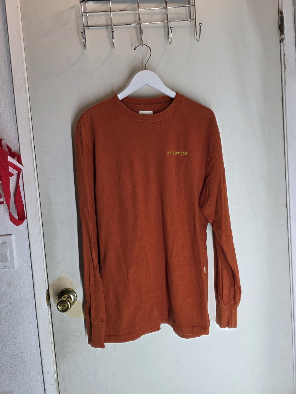 Aime Leon Dore Logo Men's Long Sleeve Orange Tee